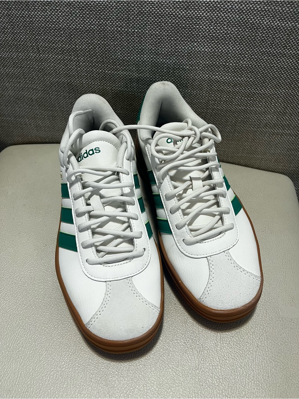 Adidas VL Court Blod White Sneakers with Green Stripes and Gum Platform - Picture 3 of 7